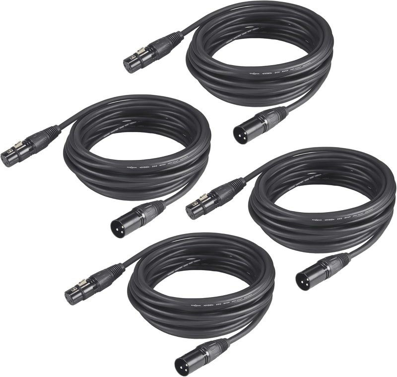 GZhumin DMX Cable 25ft, 4 Pack 7.62m DMX Cables 3 Pin Signal XLR Male to Female DMX Cable Wire, with Metal Connectors for Signal Transmission for DJ Lighting Equipment and Stage Lighting - Image 1